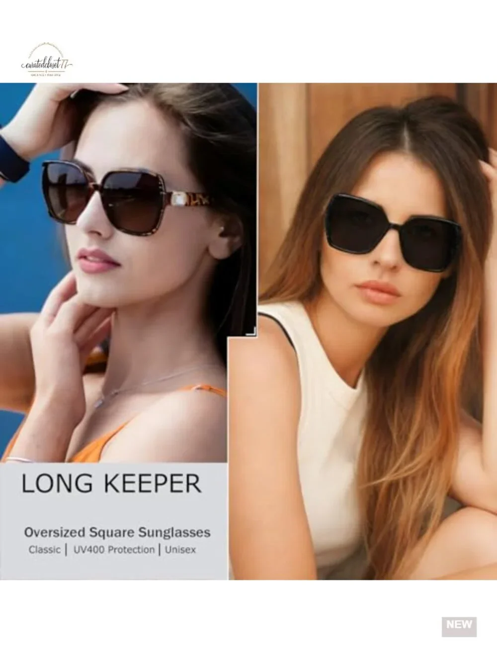 Oversized Square Sunglasses for Women Retro 70s Crystal Side UV400 Party